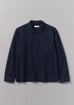 TOAST Cotton Hemp Denim Smock Shirt- Denim|Workwear