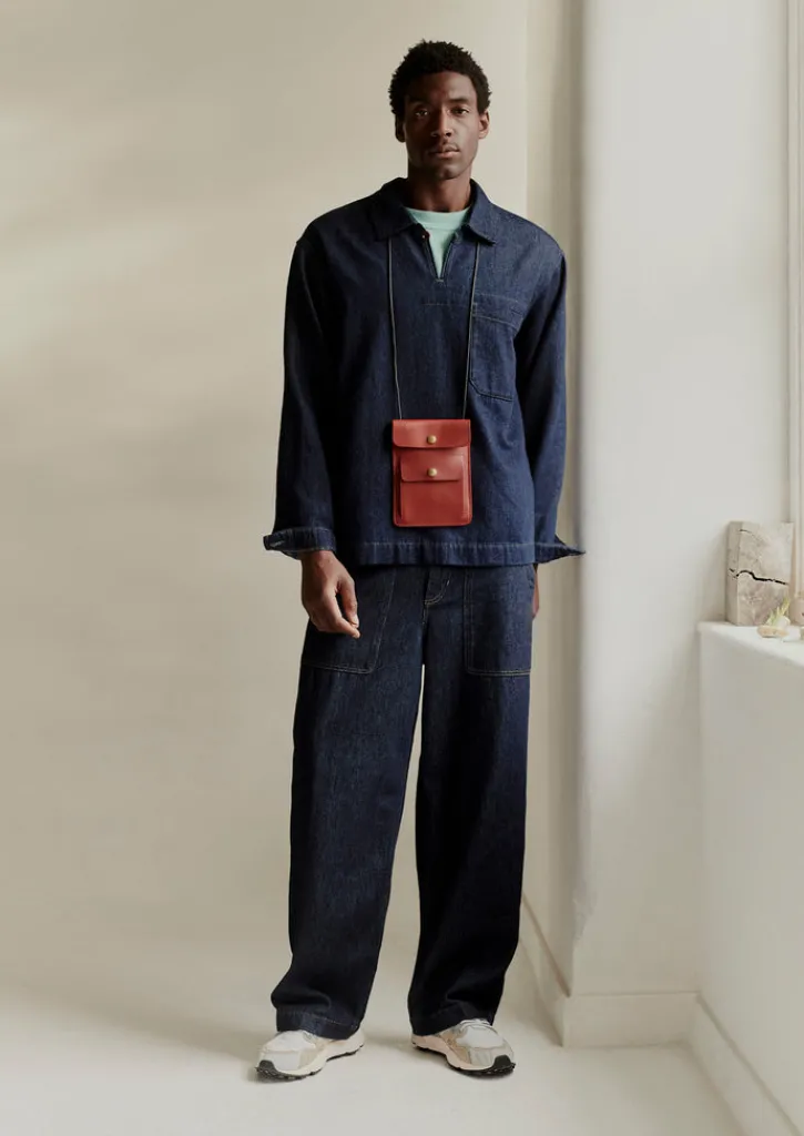 TOAST Cotton Hemp Denim Smock Shirt- Denim|Workwear