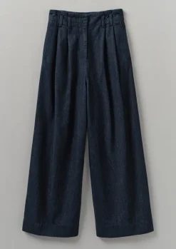 TOAST Cotton Hemp Denim Wide Leg Trousers-Women Denim|Workwear