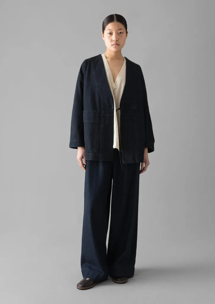 TOAST Cotton Hemp Denim Wide Leg Trousers-Women Denim|Workwear