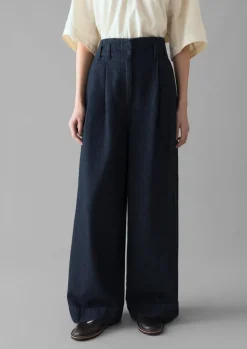 TOAST Cotton Hemp Denim Wide Leg Trousers-Women Denim|Workwear