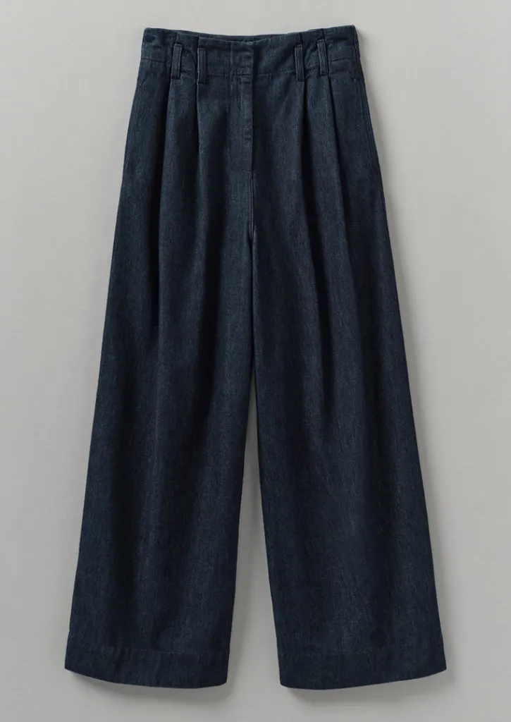 TOAST Cotton Hemp Denim Wide Leg Trousers-Women Denim|Workwear