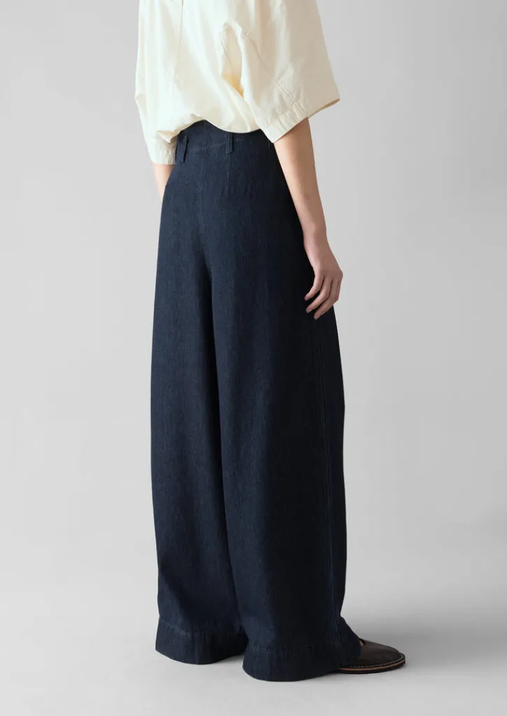 TOAST Cotton Hemp Denim Wide Leg Trousers-Women Denim|Workwear