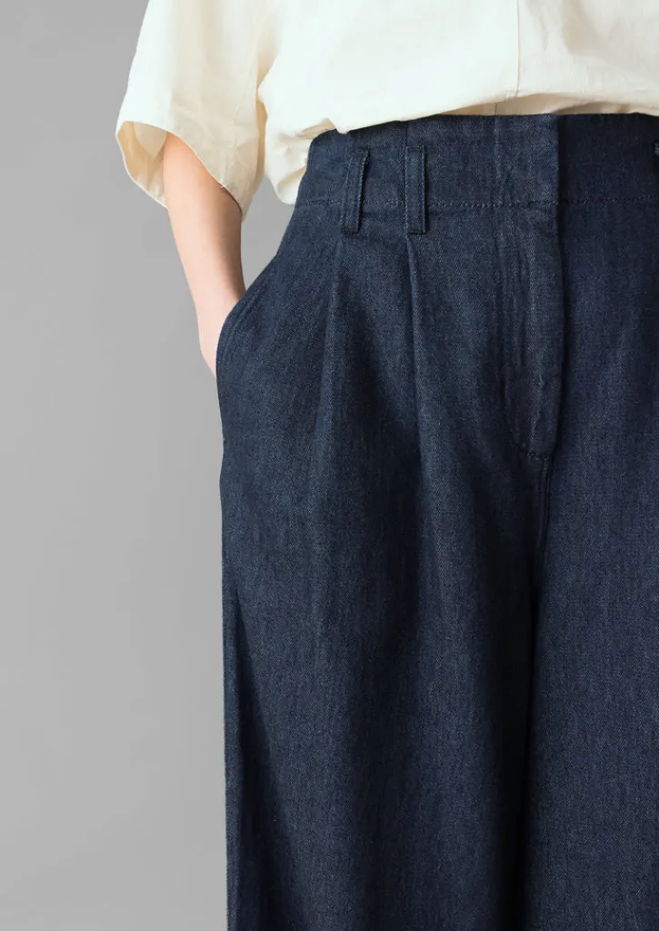 TOAST Cotton Hemp Denim Wide Leg Trousers-Women Denim|Workwear