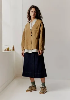 TOAST Cotton Hemp Denim Wrap Skirt-Women Denim|Skirts