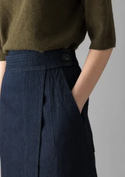 TOAST Cotton Hemp Denim Wrap Skirt-Women Denim|Skirts