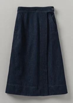 TOAST Cotton Hemp Denim Wrap Skirt-Women Denim|Skirts