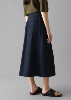 TOAST Cotton Hemp Denim Wrap Skirt-Women Denim|Skirts
