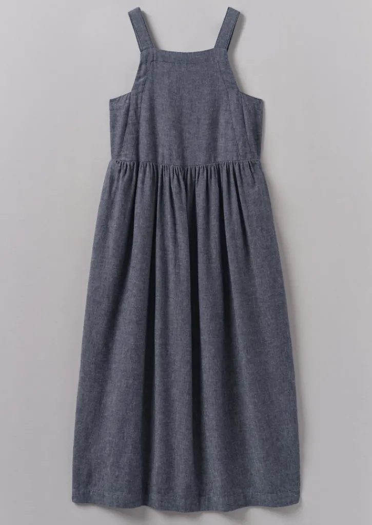 TOAST Cotton Linen Twill Gathered Waist Dress-Women Linen|Loungewear