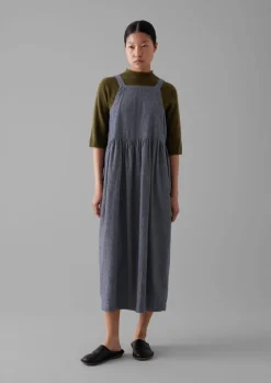 TOAST Cotton Linen Twill Gathered Waist Dress-Women Linen|Loungewear