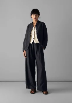 TOAST Cotton Linen Wide Leg Trousers-Women Linen|Trousers