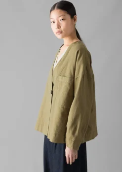 TOAST Cotton Linen Wrap Jacket-Women Linen|Coats & Jackets