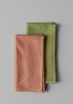TOAST Embroidered Cotton Linen Napkin Set- Textiles|Tableware