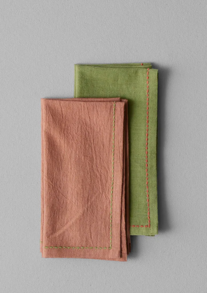 TOAST Embroidered Cotton Linen Napkin Set- Textiles|Tableware