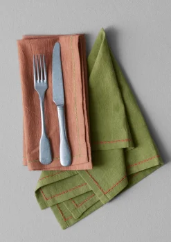TOAST Embroidered Cotton Linen Napkin Set- Textiles|Tableware