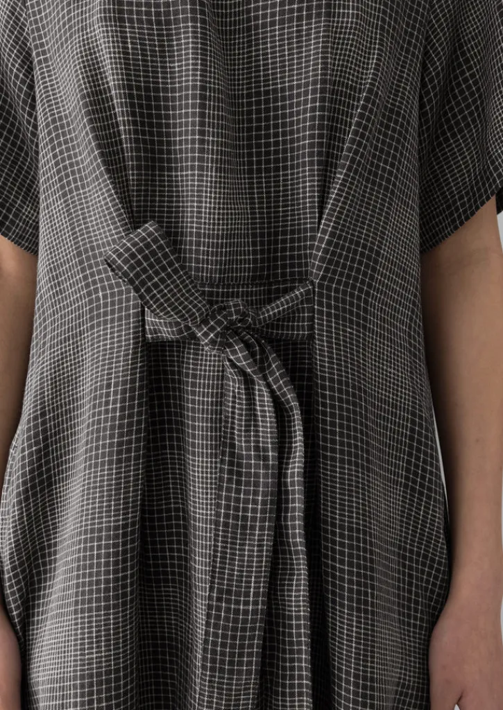 TOAST Etched Check Linen Dress-Women Linen|Loungewear
