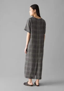 TOAST Etched Check Linen Dress-Women Linen|Loungewear