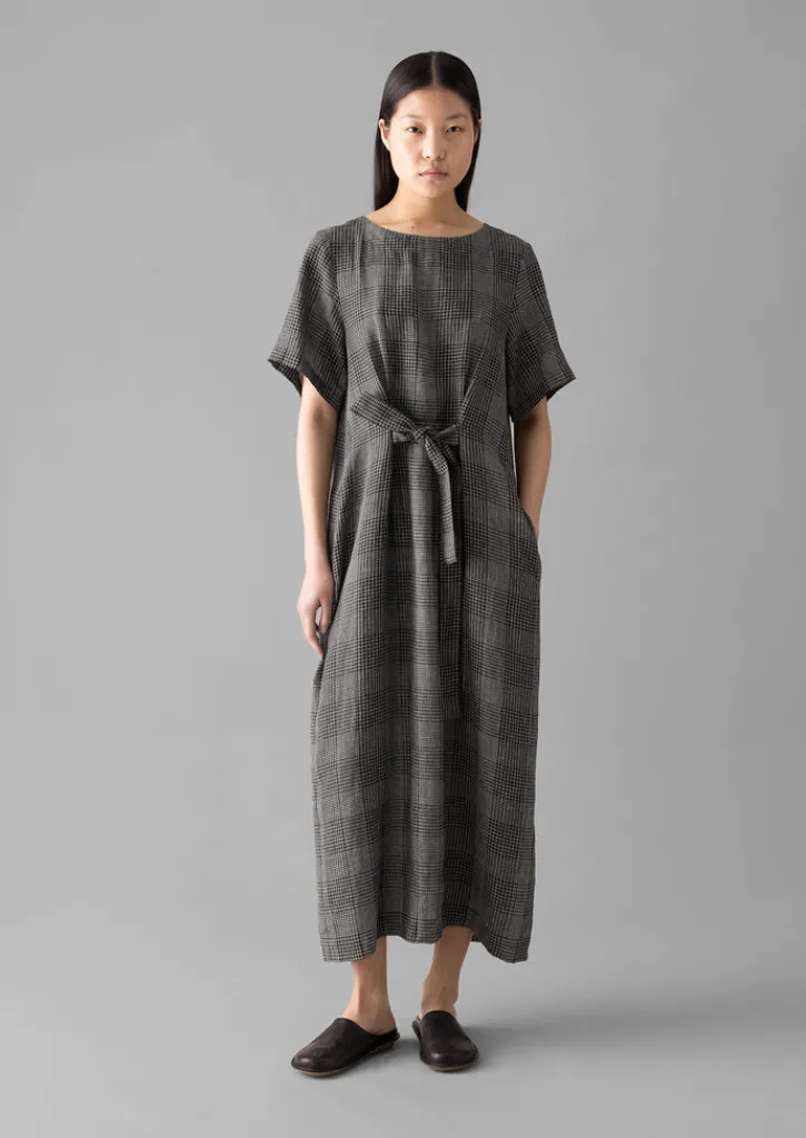 TOAST Etched Check Linen Dress-Women Linen|Loungewear