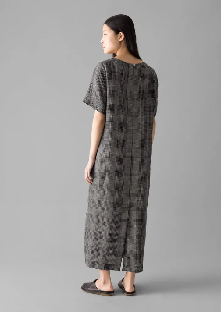 TOAST Etched Check Linen Dress-Women Linen|Loungewear