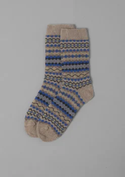 TOAST Fair Isle Wool Socks-Women Socks & Tights