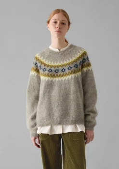 TOAST Fair Isle Yoke Mohair Blend Easy Sweater-Women Knitwear