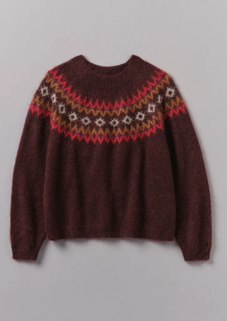 TOAST Fair Isle Yoke Mohair Blend Easy Sweater-Women Knitwear