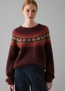 TOAST Fair Isle Yoke Mohair Blend Easy Sweater-Women Knitwear