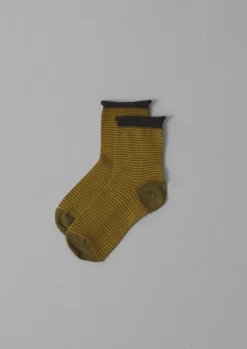 TOAST Fine Stripe Cotton Cashmere Socks-Women Socks & Tights|Cashmere