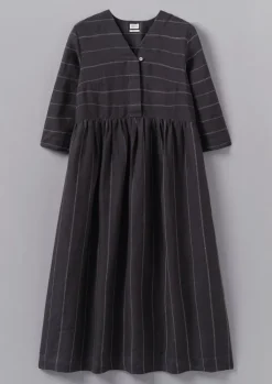 TOAST Fine Stripe Linen V-Neck Dress-Women Linen|Loungewear