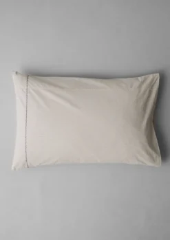 TOAST Fine Stripe Organic Cotton Embroidered Pillowcase- Textiles|Bed Linen