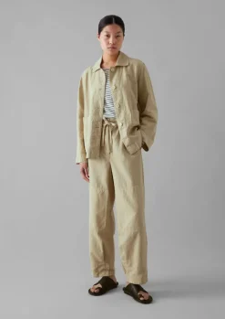 TOAST Garment Dyed Cotton Linen Canvas Trousers-Women Linen|Trousers