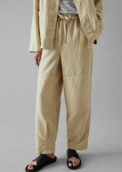 TOAST Garment Dyed Cotton Linen Canvas Trousers-Women Linen|Trousers
