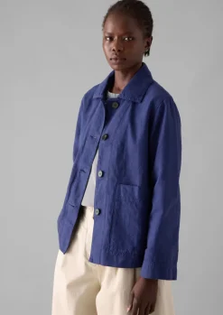TOAST Garment Dyed Cotton Linen Jacket-Women Linen|Coats & Jackets