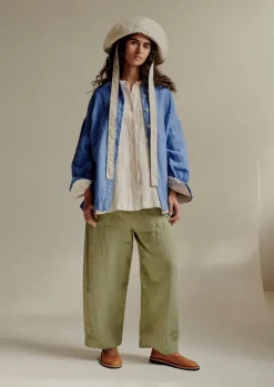 TOAST Garment Dyed Linen Barrel Leg Trousers-Women Linen|Loungewear