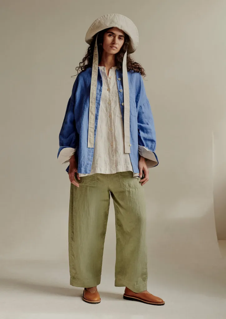 TOAST Garment Dyed Linen Barrel Leg Trousers-Women Linen|Loungewear