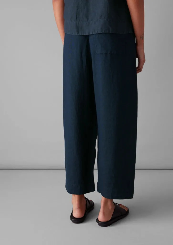 TOAST Garment Dyed Linen Barrel Leg Trousers-Women Linen|Loungewear