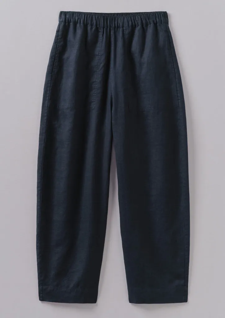 TOAST Garment Dyed Linen Barrel Leg Trousers-Women Linen|Loungewear