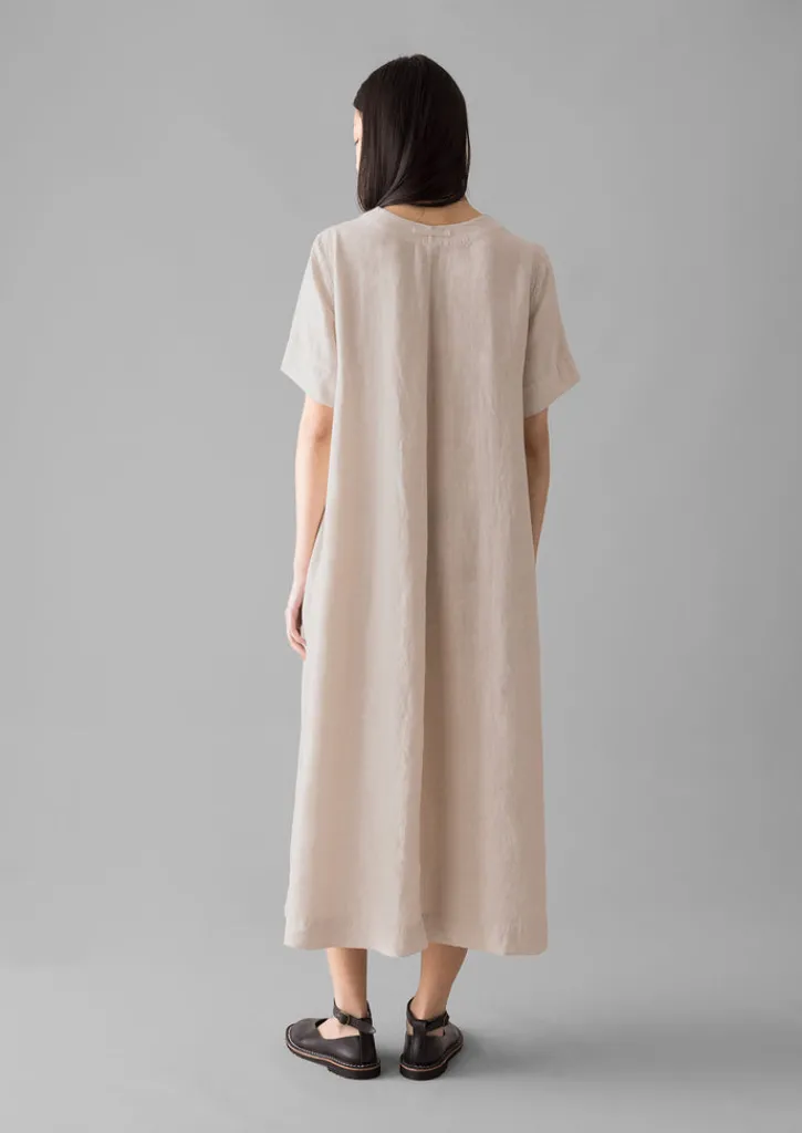 TOAST Garment Dyed Linen V-Neck Dress-Women Linen|Loungewear