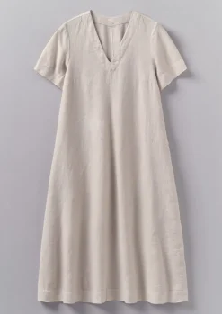 TOAST Garment Dyed Linen V-Neck Dress-Women Linen|Loungewear