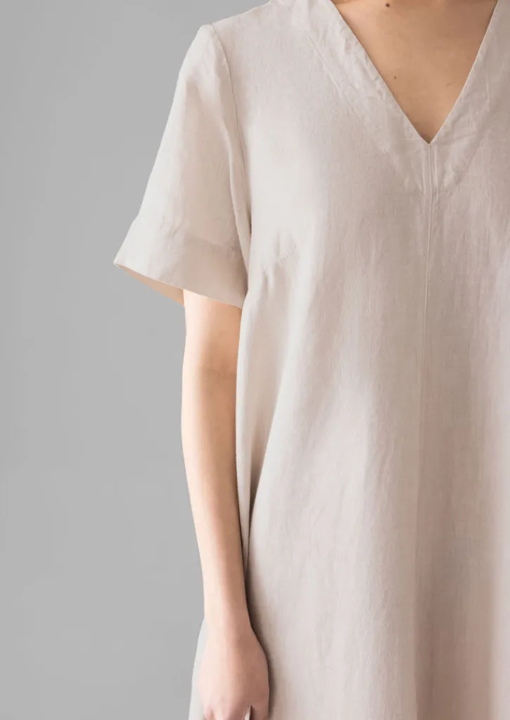 TOAST Garment Dyed Linen V-Neck Dress-Women Linen|Loungewear