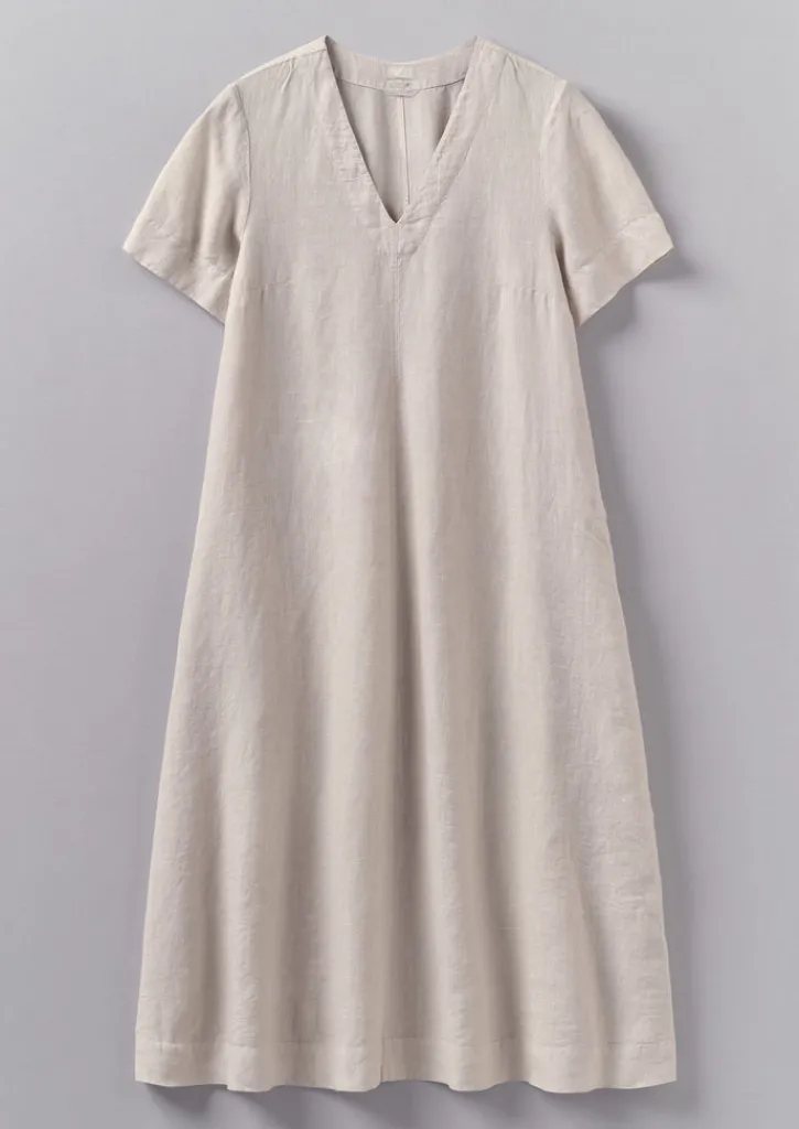 TOAST Garment Dyed Linen V-Neck Dress-Women Linen|Loungewear