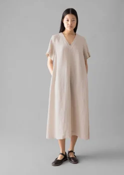 TOAST Garment Dyed Linen V-Neck Dress-Women Linen|Loungewear