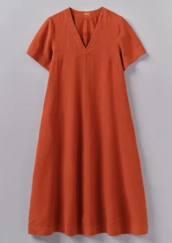 TOAST Garment Dyed Linen V-Neck Dress-Women Linen|Loungewear