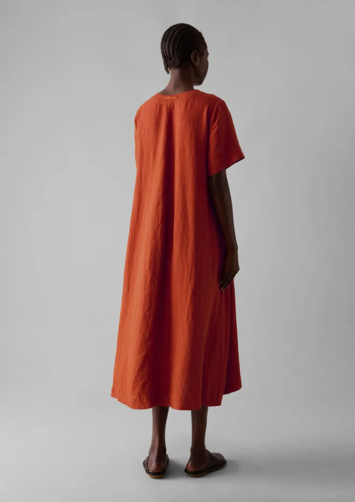 TOAST Garment Dyed Linen V-Neck Dress-Women Linen|Loungewear