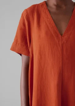 TOAST Garment Dyed Linen V-Neck Dress-Women Linen|Loungewear