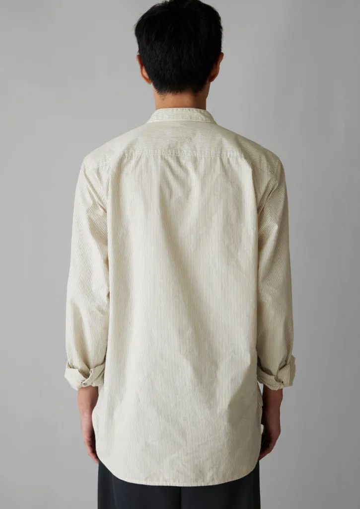 TOAST Grandad Collar Stripe Pullover Shirt- Shirts
