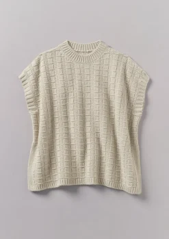 TOAST Grid Stitch Wool Cotton Tank-Women Knitwear