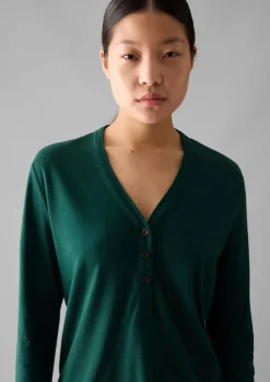 TOAST Half Placket Cotton Linen Tee-Women Linen|Jersey