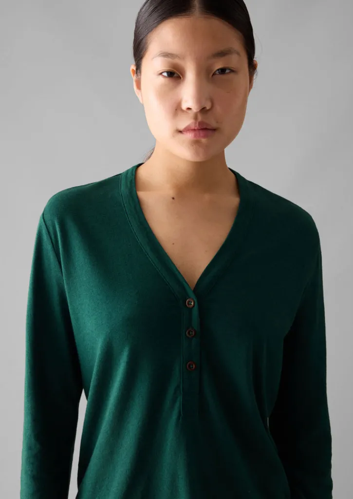 TOAST Half Placket Cotton Linen Tee-Women Linen|Jersey
