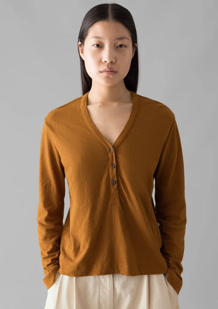 TOAST Half Placket Cotton Linen Tee-Women Linen|Jersey